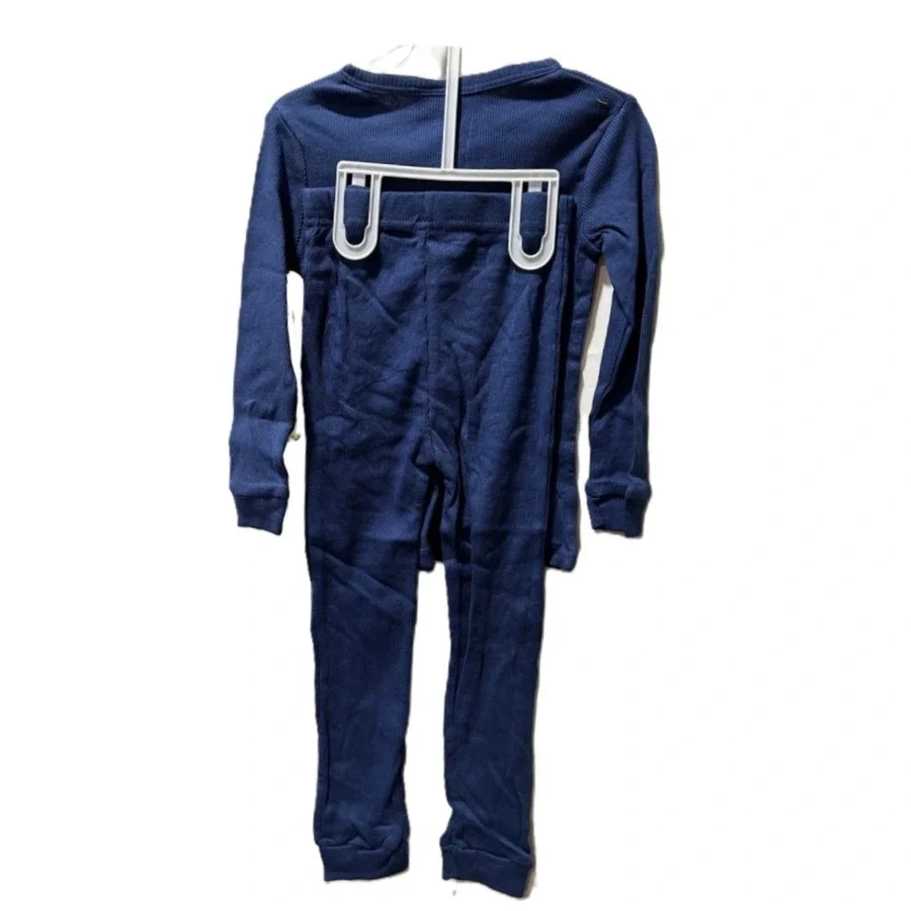 Sweet and Soft Baby Pajamas Navy‎ Blue Ribbed Henley Top and Pants Set Size 4T